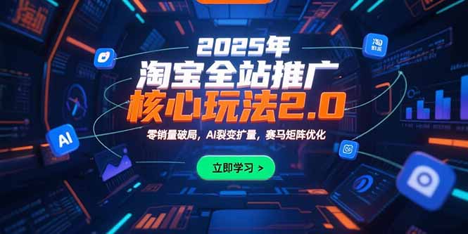 2025年淘宝全站推广核心玩法2.0：零销量破局，AI裂变扩量，赛马矩阵优化-必智轻创社