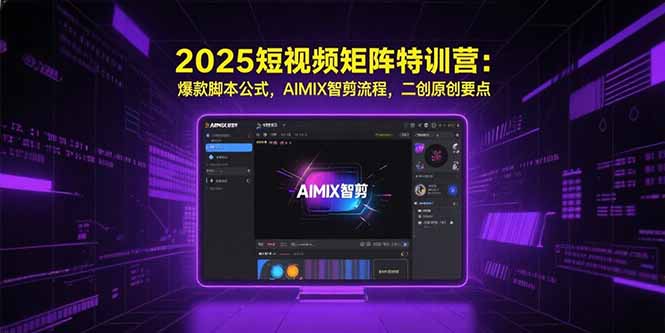 2025短视频矩阵特训营：爆款脚本公式，AIMIX智剪流程，二创原创要点-必智轻创社