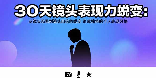 30天镜头表现力蜕变：从镜头恐惧到镜头自信的蜕变 形成独特的个人表现风格-必智轻创社