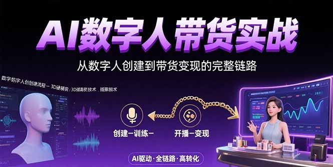 AI数字人+带货实战：从数字人创建到带货变现的完整链路-必智轻创社