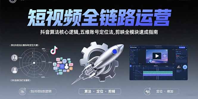 短视频全链路运营：抖音算法核心逻辑,五维账号定位法,剪映全模块速成指南-必智轻创社