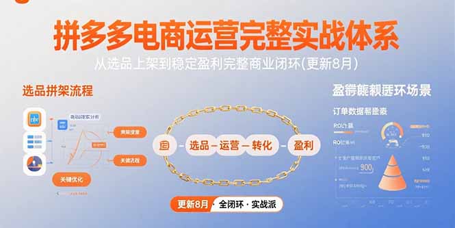 拼多多电商运营完整实战体系，从选品上架到稳定盈利完整商业闭环(更新8月)-必智轻创社