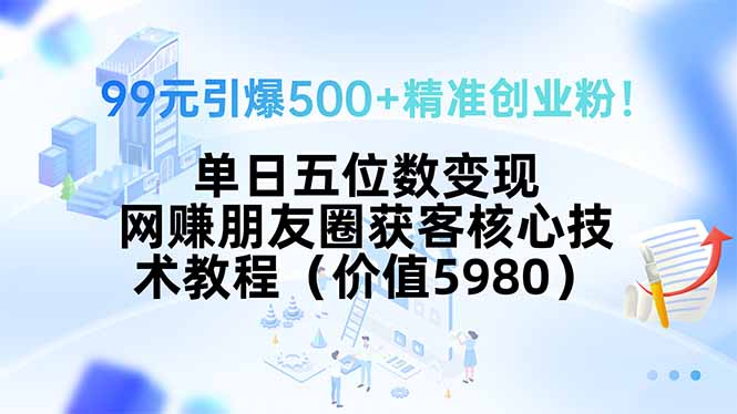 99元引爆500+精准创业粉！单日五位数变现，网赚朋友圈获客核心技术教程…-必智轻创社