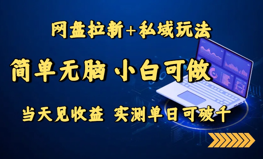 网盘拉新+私域玩法，简单无脑，小白可做，当天见收益，实测单日可破千-必智轻创社