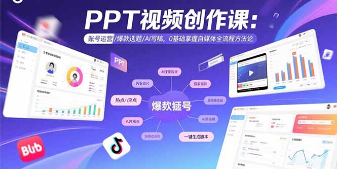 PPT视频创作课：账号运营/爆款选题/AI写稿，0基础掌握自媒体全流程方法论-必智轻创社
