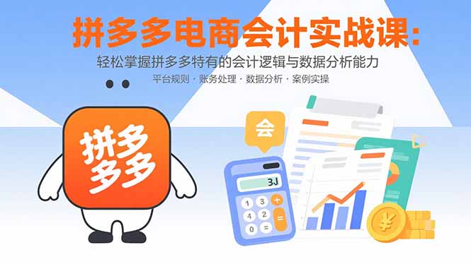拼多多电商会计实战课：轻松掌握拼多多特有的会计逻辑与数据分析能力-必智轻创社