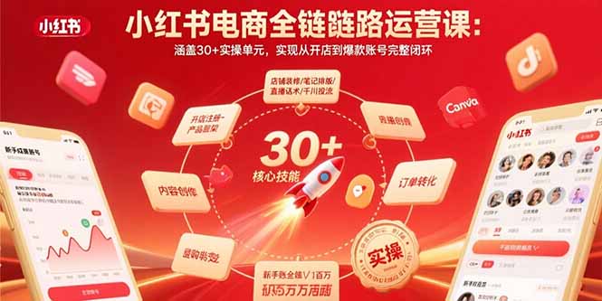 小红书电商全链路运营课：涵盖30+实操单元，实现从开店到爆款账号完整闭环-必智轻创社