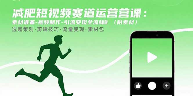 减肥短视频赛道运营课：素材准备-视频制作-引流变现全流程 (附素材)-必智轻创社
