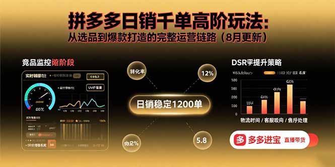 拼多多日销千单高阶玩法：从选品到爆款打造的完整运营链路（8月更新）-必智轻创社