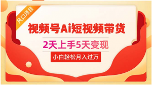 （10807期）2天上手5天变现视频号Ai短视频带货0粉丝0基础小白轻松月入过万-必智轻创社