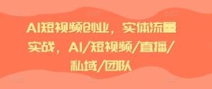 AI短视频创业,实体流量实战,AI/短视频/直播/私域/团队-必智轻创社