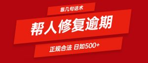 靠几句话术帮人解决逾期日入500+ 看一遍就会 正规合法-必智轻创社