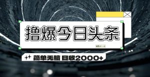 (11665期)撸爆今日头条 简单无脑操作 日收2000+-必智轻创社