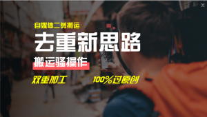 去重新思路,详细教你自媒体视频二剪搬运技术,自己加工双重去重100%过原创-必智轻创社