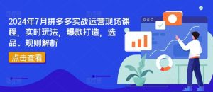 2024年7月拼多多实战运营现场课程，实时玩法，爆款打造，选品、规则解析-必智轻创社