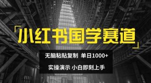 小红书国学赛道,无脑粘贴复制,单日1K,实操演示,小白即刻上手【揭秘】-必智轻创社