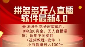 (11891期)拼多多无人直播软件最新4.0,最详细全流程无需露脸,0粉丝0资金, 小白…-必智轻创社