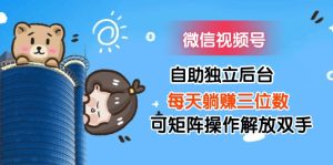 （11910期）微信视频号自助独立后台每天躺赚三位数可矩阵操作解放双手-必智轻创社