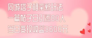 同城搭子相亲新玩法一篇帖子引流80人当日变现3600元(项目教程+实操教程)【揭秘】-必智轻创社