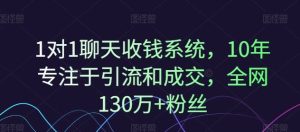 1对1聊天收钱系统,10年专注于引流和成交,全网130万+粉丝-必智轻创社