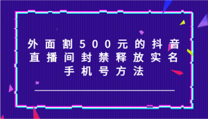 外面割500元的抖音直播间封禁释放实名/手机号方法！-必智轻创社
