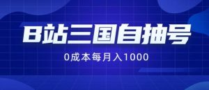 B站三国自抽号项目，0成本纯手动，每月稳赚1000【揭秘】-必智轻创社