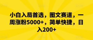 小白入局首选,图文赛道,一周涨粉5000+,简单快捷,日入200+-必智轻创社