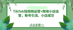 TikTok短视频运营+跨境小店运营,账号引流、小店成交-必智轻创社