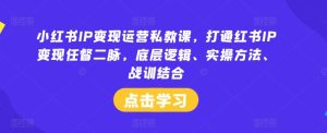 小红书IP变现运营私教课,打通红书IP变现任督二脉,底层逻辑、实操方法、战训结合-必智轻创社
