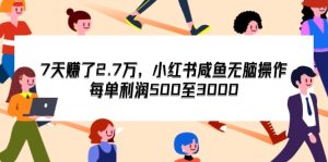 (12192期)7天收了2.7万,小红书咸鱼无脑操作,每单利润500至3000-必智轻创社