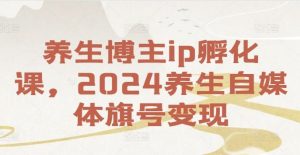 养生博主ip孵化课，2024养生自媒体旗号变现-必智轻创社