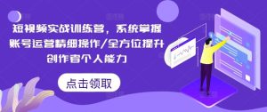 短视频实战训练营，系统掌握账号运营精细操作/全方位提升创作者个人能力-必智轻创社