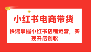 小红书电商带货,快速掌握小红书店铺运营,实现开店创收-必智轻创社