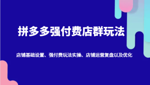 拼多多强付费店群玩法:店铺基础设置、强付费玩法实操、店铺运营复盘以及优化-必智轻创社