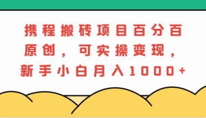 携程搬砖项目,百分百原创,可实操变现,新手小白月入1000+-必智轻创社