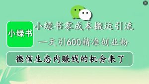 小绿书零成本搬运引流，一天引600精准创业粉，微信生态内赚钱的机会来了-必智轻创社