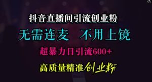 抖音直播间引流创业粉，无需连麦、无需上镜，超暴力日引流600+高质量精准创业粉-必智轻创社