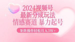 2024最新视频号分成玩法，情感赛道，暴力起号，矩阵操作轻松月入3W+-必智轻创社