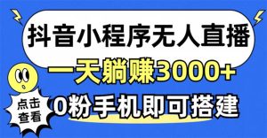 抖音小程序无人直播,一天躺赚3000+,0粉手机可搭建,不违规不限流,小…-必智轻创社