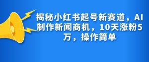 揭秘小红书起号新赛道，AI制作新闻商机，10天涨粉1万，操作简单-必智轻创社
