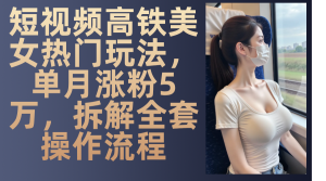 短视频高铁美女热门玩法,单月涨粉5万,拆解全套操作流程-必智轻创社