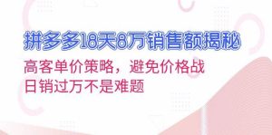 拼多多18天8万销售额揭秘:高客单价策略,避免价格战,日销过万不是难题-必智轻创社