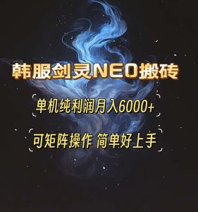 韩服剑灵NEO搬砖攻略,单机纯利润月入6000+ 可矩阵操作,简单好上手。-必智轻创社