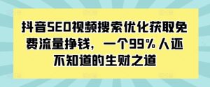 抖音SEO视频搜索优化获取免费流量挣钱,一个99%人还不知道的生财之道-必智轻创社