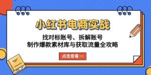 小红书电商实战:找对标账号、拆解账号、制作爆款素材库与获取流量全攻略-必智轻创社