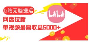 视频无脑搬运b站网盘拉新,单视频最高收益5k+-必智轻创社