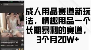 成人用品赛道新玩法,情趣用品一个长期暴利的赛道,3个月收益20个-必智轻创社