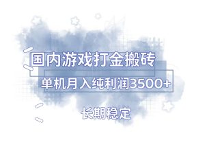 国内游戏打金搬砖,长期稳定,单机纯利润3500+多开多得-必智轻创社