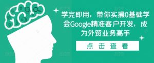 学完即用，带你实操0基础学会Google精准客户开发，成为外贸业务高手-必智轻创社