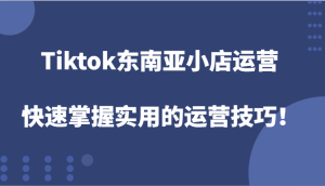 Tiktok东南亚小店运营,快速掌握实用的运营技巧!-必智轻创社
